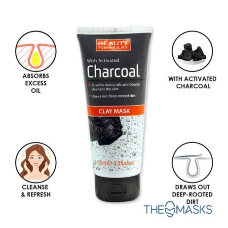 Почистваща маска с бяла глина и въглен Beauty Formulas Charcoal Clay Mask - 100 мл. - 002